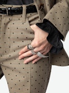 Pistol Pants - Tailored and flared women's check pants with flocked polka dots and pockets.