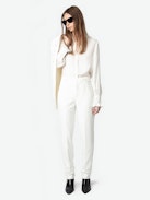 Panny Pants - Straight-leg tailored pants with pockets and rhinestones.