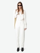 Panny Pants - Straight-leg tailored pants with pockets and rhinestones.