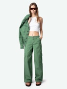 Pantalone Parky - Pantaloni militari in cotone lavato con tasche multiple.
