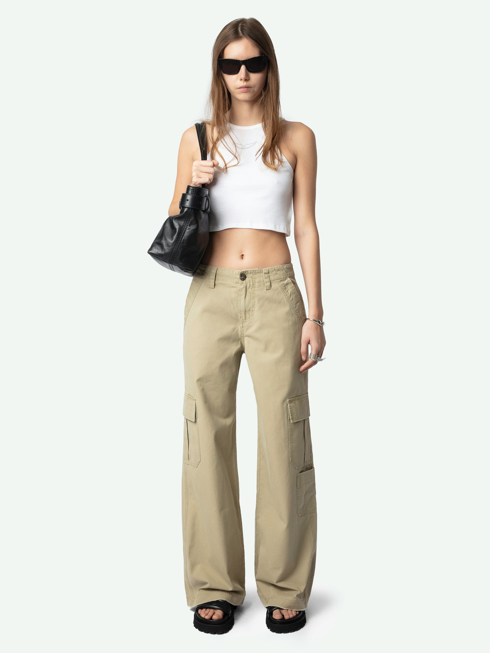 Pantalone Parky - Pantaloni militari in cotone lavato con tasche multiple.