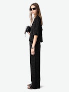 Pantalone Pin 100%Seta - Pantaloni stile pigiama in seta jacquard con tasche e cintura elastica.