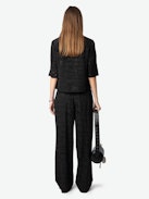 Pantalone Pin 100%Seta - Pantaloni stile pigiama in seta jacquard con tasche e cintura elastica.