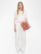 Elfy Pants - Wide-leg pants in cotton and linen with embroidery.