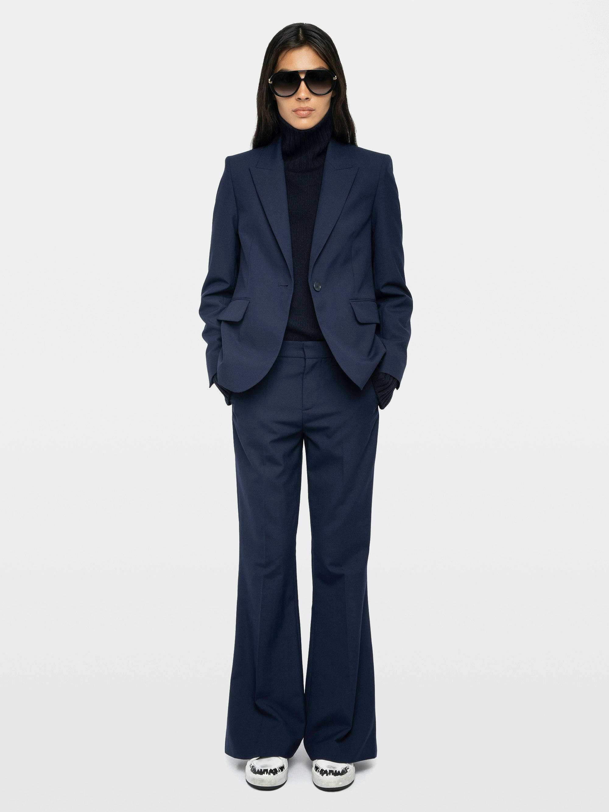 Prevy Pants - Flared tailored pants in mixed wool twill.