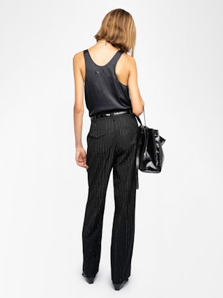 Puros Trousers - Straight-leg tailored trousers with rhinestones.