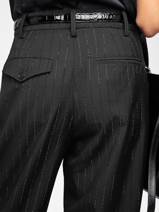 Puros Trousers - Straight-leg tailored trousers with rhinestones.