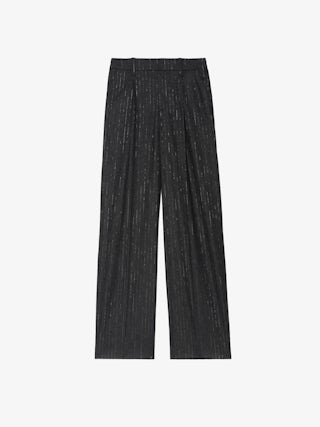 Puros Trousers - Straight tailored trousers in flannel with shimmer stripes.