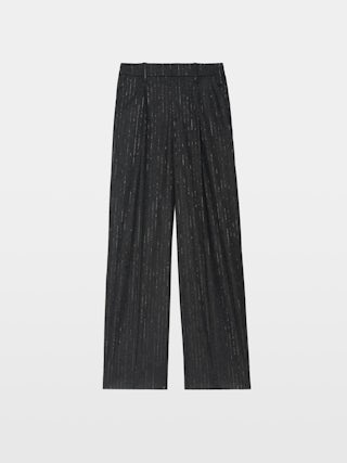 Puros Trousers - Straight tailored trousers in flannel with shimmer stripes.
