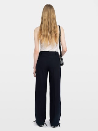 Panol Pants - Wide-leg tailored pants with rhinestones.