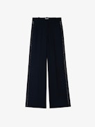 Panol Pants - Wide-leg tailored pants with rhinestones.