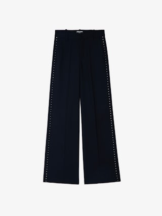 Panol Pants - Wide-leg tailored pants with rhinestones.