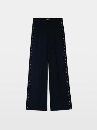 Panol Pants - Wide-leg tailored pants with rhinestones.