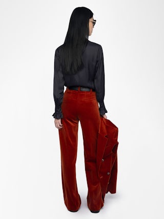 Panol Velours Trousers - Wide straight tailored velvet trousers.