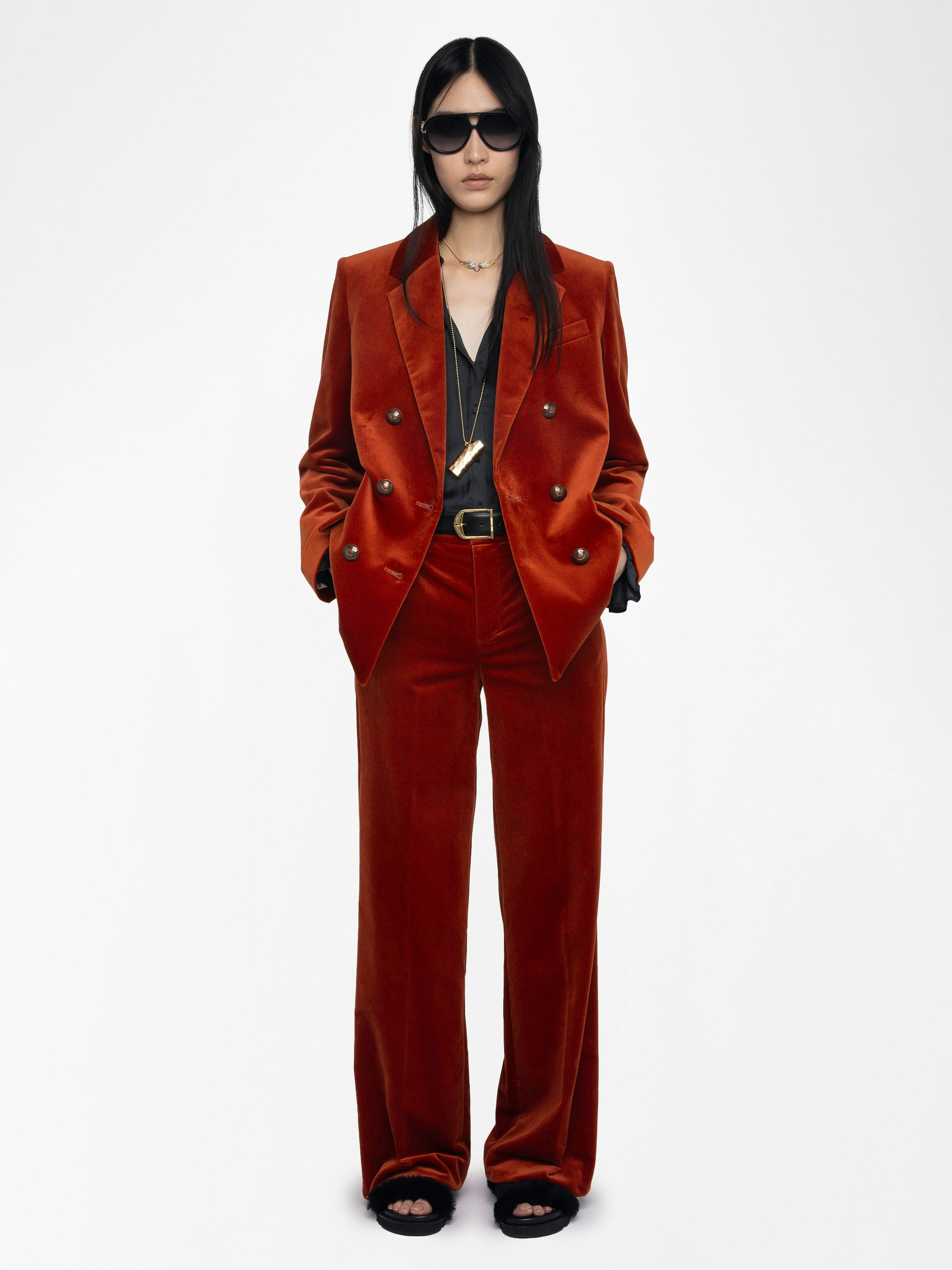 Pantalon Panol Velours - Pantalon tailleur droit ample en velours.