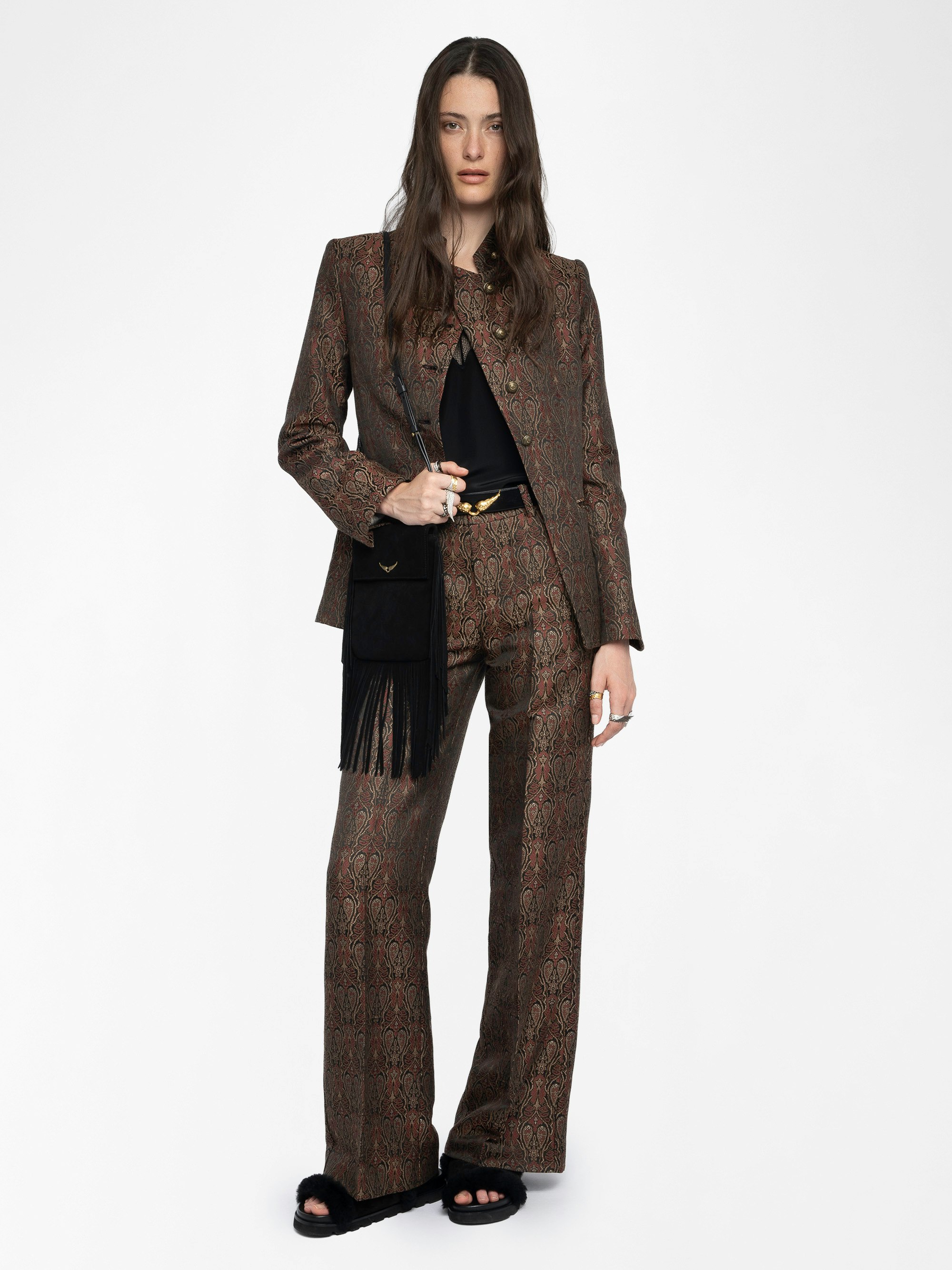 Panol Pants - Straight-cut loose tailored pants in paisley jacquard.