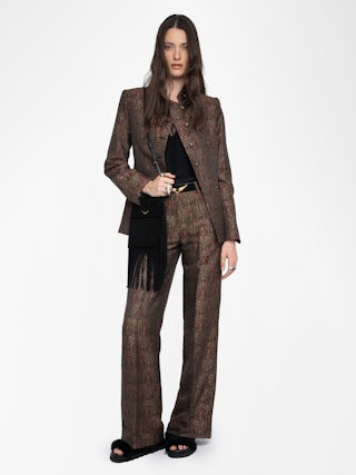 Panol Pants - Straight-cut loose tailored pants in paisley jacquard.