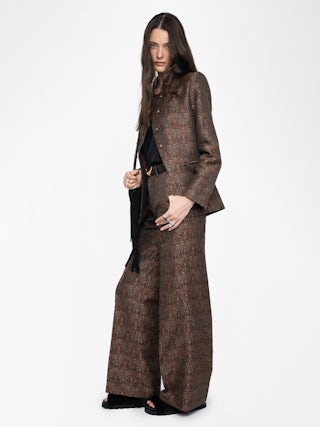 Panol Pants - Straight-cut loose tailored pants in paisley jacquard.