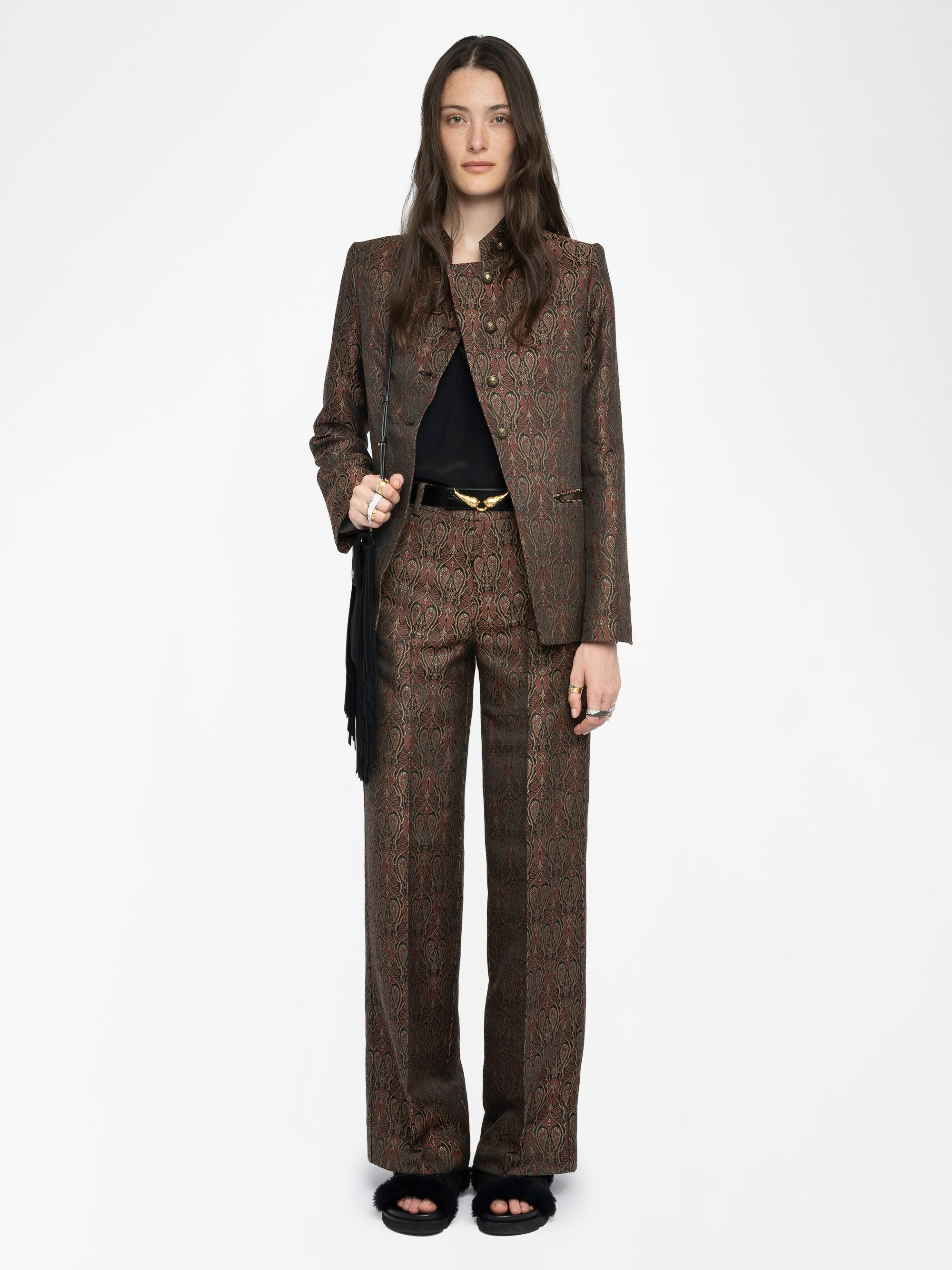Trousers Panol - Straight-cut loose tailored trousers in paisley jacquard.