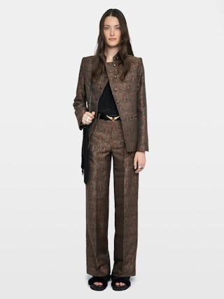 Panol Pants - Straight-cut loose tailored pants in paisley jacquard.