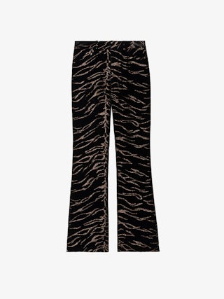 Pistol Velvet Pants - Wide straight tailored pants in tiger sequin velvet.