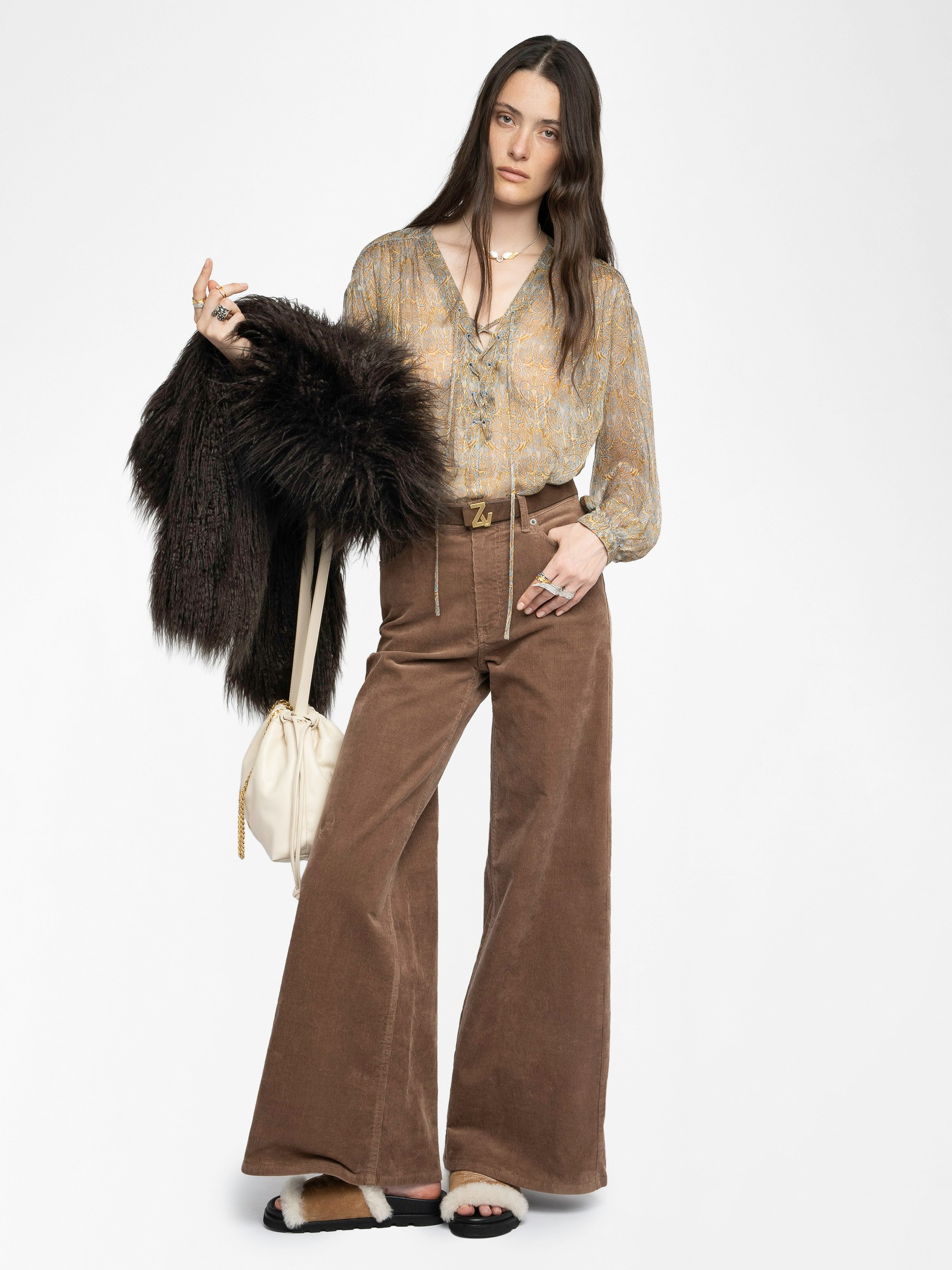 Eli Corduroy Pants - Wide-leg corduroy pants.