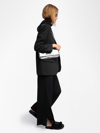 Hose Papel - Hose aus unifarbener Viskose mit Strass.