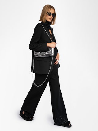 Hose Papel - Hose aus unifarbener Viskose mit Strass.