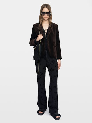 Poma Trousers - Viscose flocked trousers, jogger style with elastic waistband.