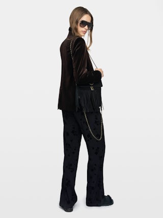 Poma Trousers - Viscose flocked trousers, jogger style with elastic waistband.