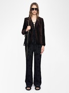 Poma Trousers - Viscose flocked trousers, jogger style with elastic waistband.