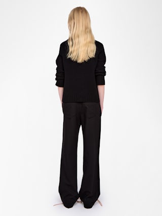 Poma Trousers - Straight-cut tailored pants with a jogging-inspired design, featuring satin stripes and an elastic waistband.