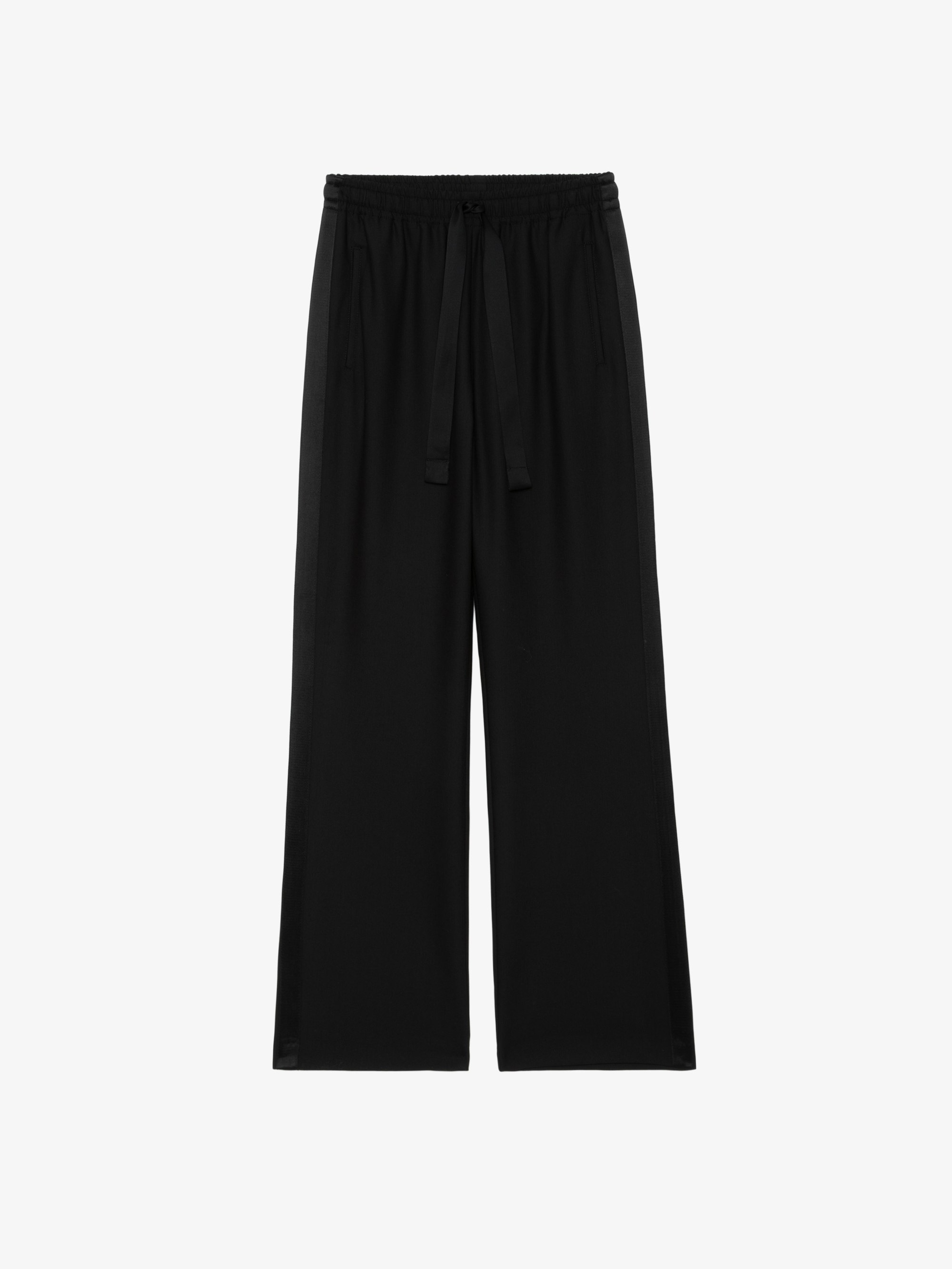 Poma Pants - Straight-cut tailored pants with a jogging-inspired design, featuring satin stripes and an elastic waistband.