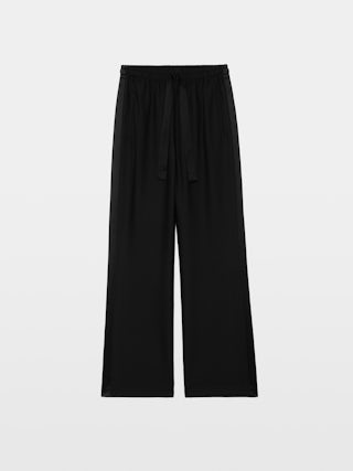 Poma Trousers - Straight-cut tailored pants with a jogging-inspired design, featuring satin stripes and an elastic waistband.