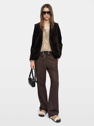 Poma Pants - Straight-cut tailored pants with a jogging-inspired design, featuring satin stripes and an elastic waistband.