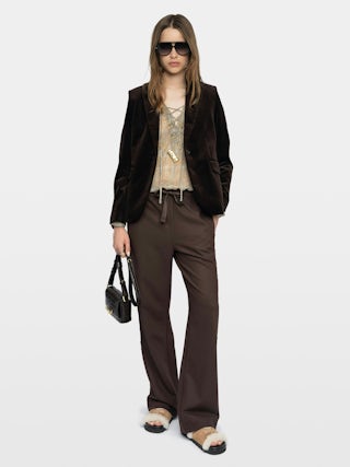 Poma Pants - Straight-cut tailored pants with a jogging-inspired design, featuring satin stripes and an elastic waistband.