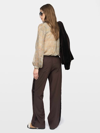 Poma Pants - Straight-cut tailored pants with a jogging-inspired design, featuring satin stripes and an elastic waistband.