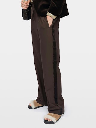 Poma Pants - Straight-cut tailored pants with a jogging-inspired design, featuring satin stripes and an elastic waistband.