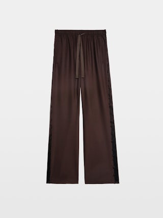 Poma Pants - Straight-cut tailored pants with a jogging-inspired design, featuring satin stripes and an elastic waistband.