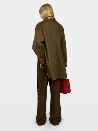 Poma Trousers - Straight tailored trousers with jogging spirit, featuring satin bands and elastic waist.