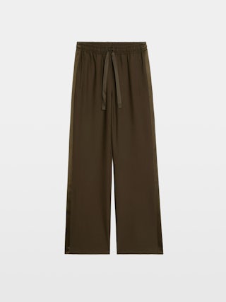 Poma Trousers - Straight tailored trousers with jogging spirit, featuring satin bands and elastic waist.