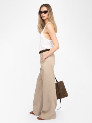 Trousers Panol - Tailored trousers with stripes, wide straight leg.