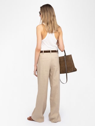 Trousers Panol - Tailored trousers with stripes, wide straight leg.