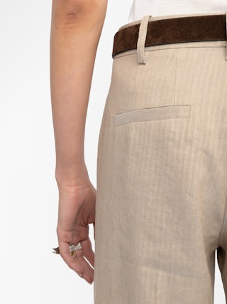 Trousers Panol - Tailored trousers with stripes, wide straight leg.