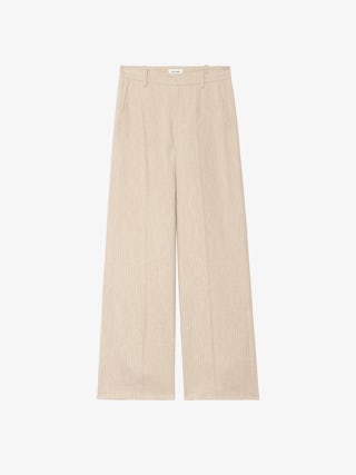 Trousers Panol - Tailored trousers with stripes, wide straight leg.