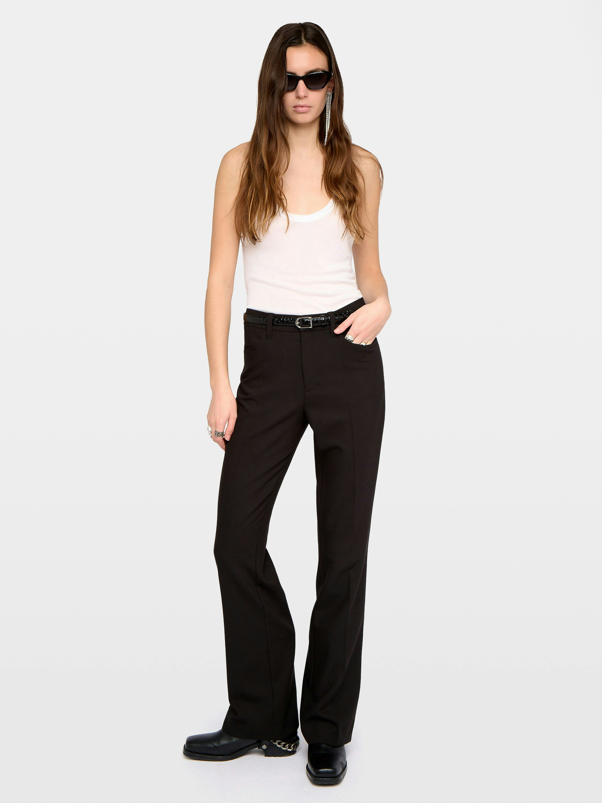 Pistol Pants - Loose straight tailored trousers in suiting fabric.