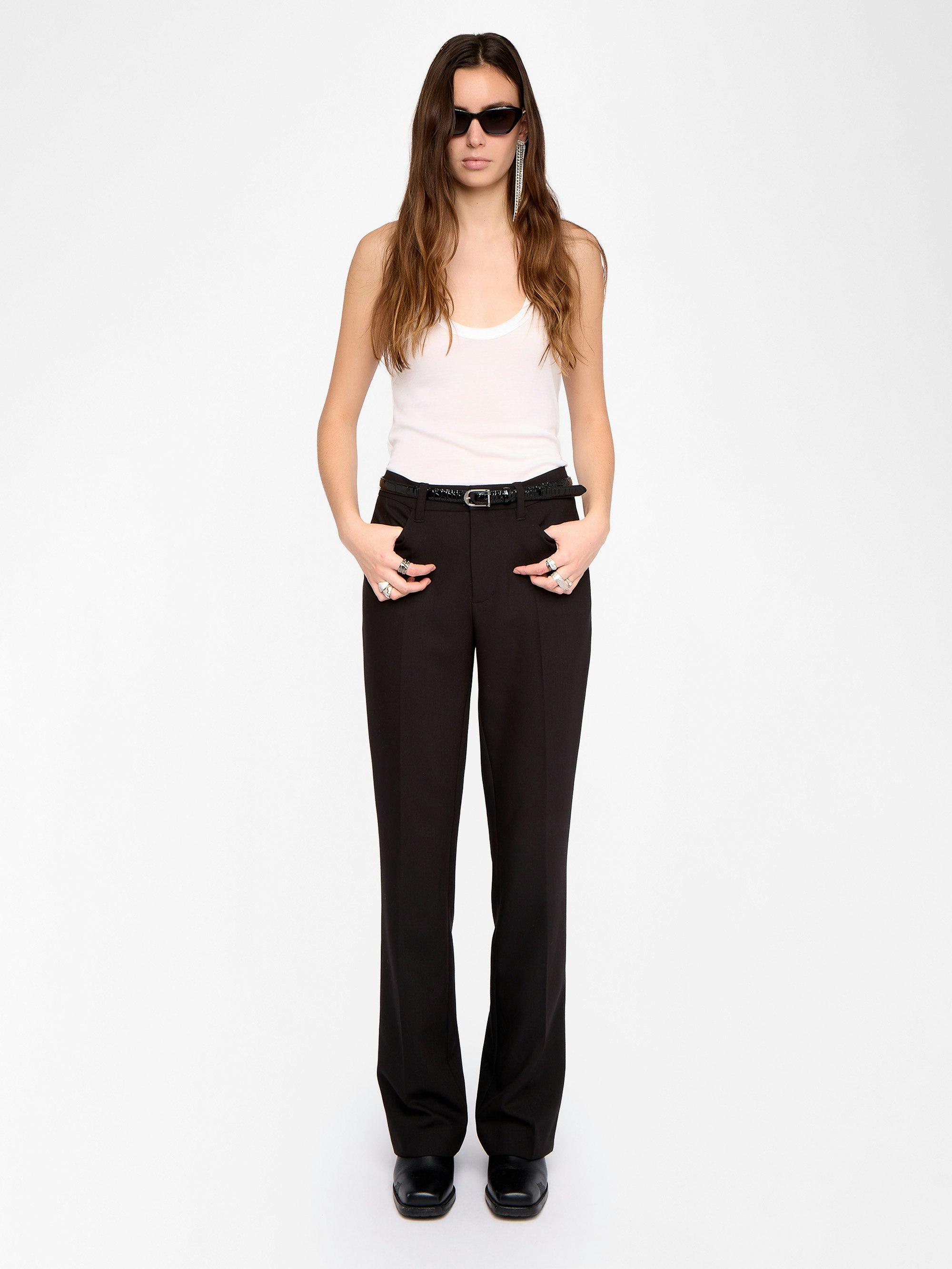 Pistol Trousers - Loose straight tailored trousers in suiting fabric.