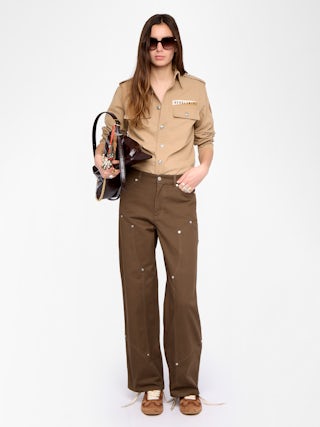 Trousers Perya - Cargo pants in cotton, regular fit with panel detailing and multiple pockets.