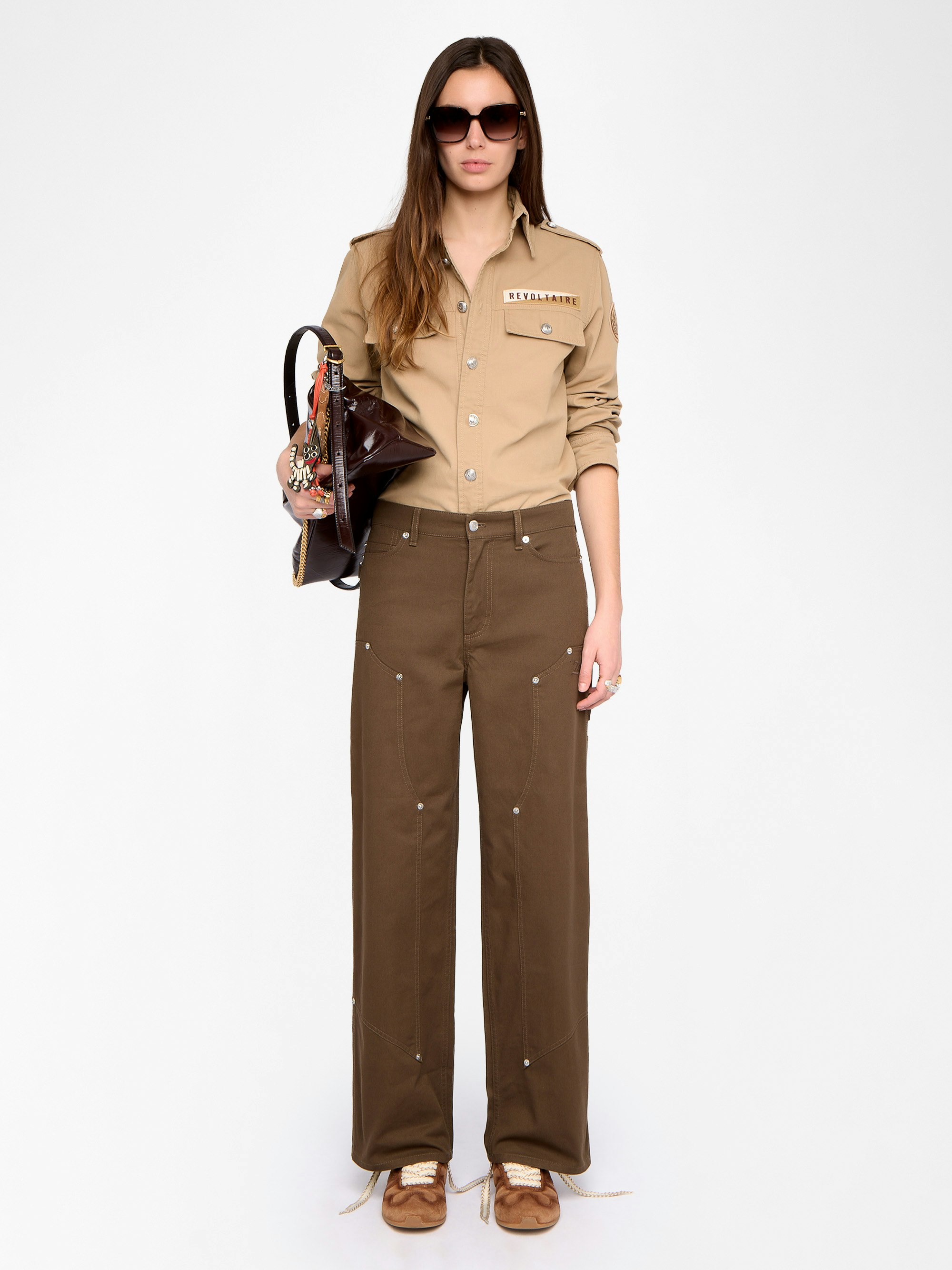 Trousers Perya - Cargo pants in cotton, regular fit with panel detailing and multiple pockets.