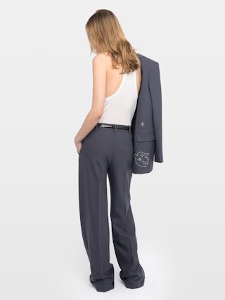 Pantalon Panol - Pantalon tailleur droit ample uni.